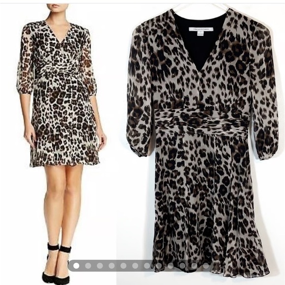 New Diane Von Furstenberg Snow- Cheetah A-line Silk dress ✨Sz 4 - Picture 6 of 12